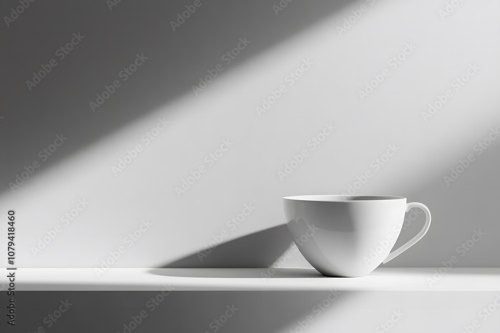 A dark espresso shot in a white ceramic cup with copyspace to the right. Soft lighting. Clean background. A dark espresso shot in a white ceramic cup with copyspace to the right. Soft lighting. Clean background.