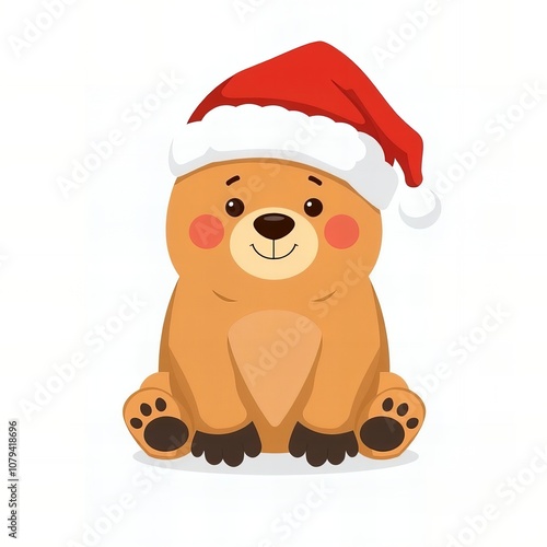 a photography of a teddy bear wearing a santa hat.