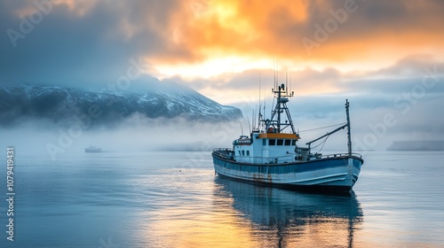 A boat is floating in the water