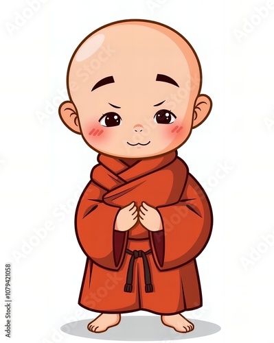 a photography of a cartoon monk in a robe.