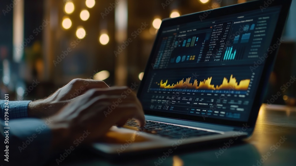 Businessman Working on Stock Market Analysis Businessman Working on Stock Market Analysis