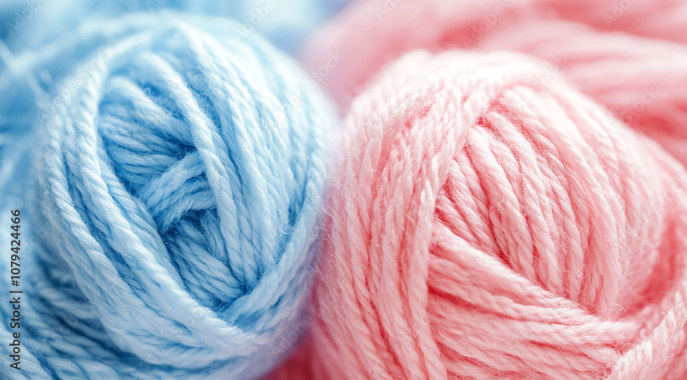 A close-up shot of blue and pink yarn balls, likely used for knitting or crocheting. The vibrant colors and soft texture evoke a sense of creativity and craft A close-up shot of blue and pink yarn balls, likely used for knitting or crocheting. The vibrant colors and soft texture evoke a sense of creativity and craft