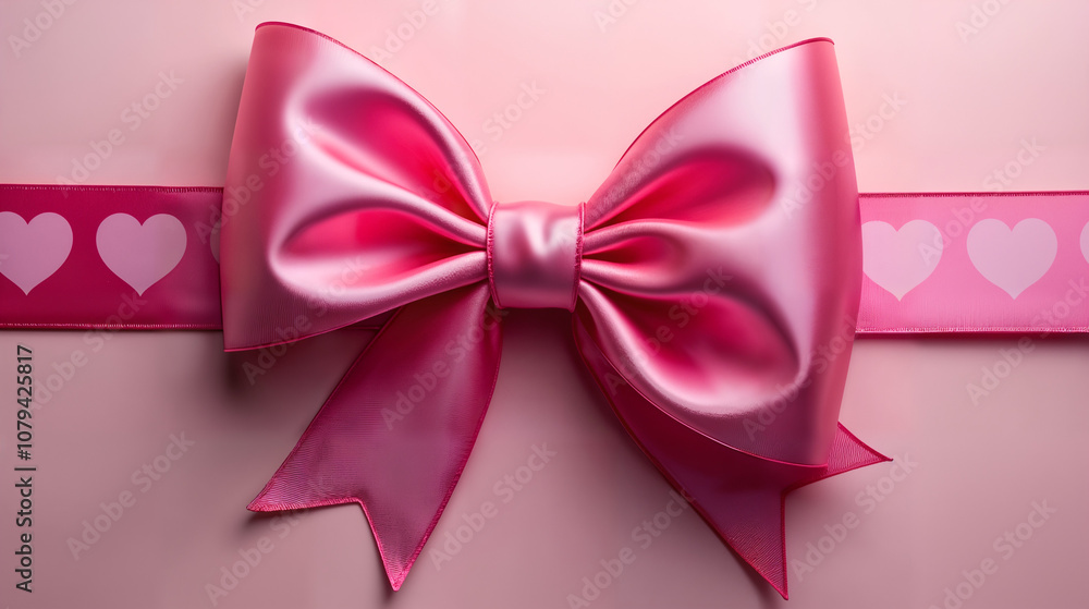 Lovely Pink Bow with Beautiful Heart Pattern - An Elegant Accent for Every Occasion Lovely Pink Bow with Beautiful Heart Pattern - An Elegant Accent for Every Occasion