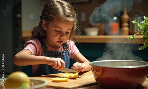 child baking cookies photo