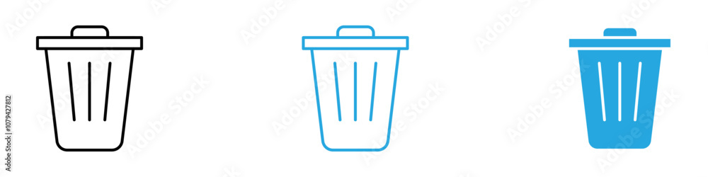 Trash Bin Icon Set Vector illustration in black Trash Bin Icon Set Vector illustration in black