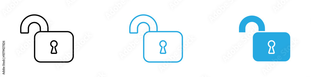 Unlock Icon Set Vector illustration in black Unlock Icon Set Vector illustration in black