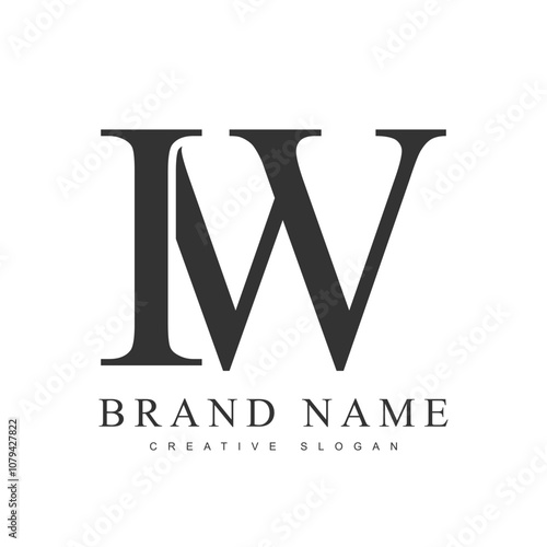 IW trendy logotype template. Initial letter i and w classic font style. Creative logo for company name or identity.