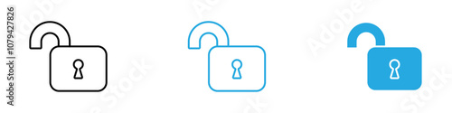 Unlock Icon Set Vector illustration in black