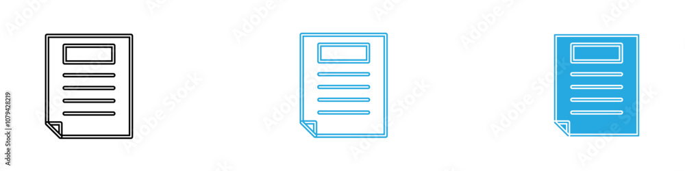 Document Icon Set Vector illustration in black Document Icon Set Vector illustration in black