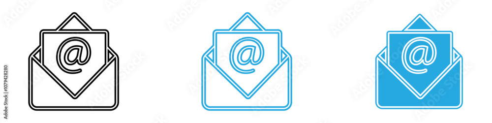 Email Icon Set Vector illustration in black Email Icon Set Vector illustration in black