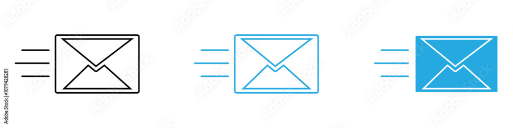 Envelope Icon Set Vector illustration in black Envelope Icon Set Vector illustration in black