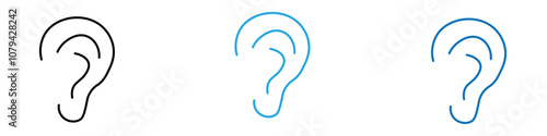 Ear Icon Set Vector illustration in black