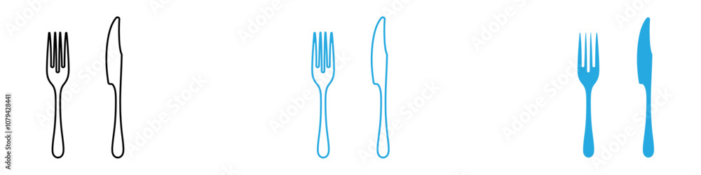 Fork and Knife Icon Set Vector illustration in black Fork and Knife Icon Set Vector illustration in black
