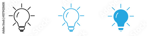 Light Bulb Icon Set Vector illustration in black