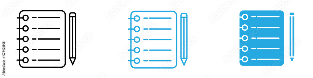 Notepad Icon Set Vector illustration in black Notepad Icon Set Vector illustration in black