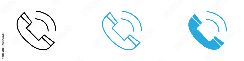 Phone Call Icon Set Vector illustration in black Phone Call Icon Set Vector illustration in black