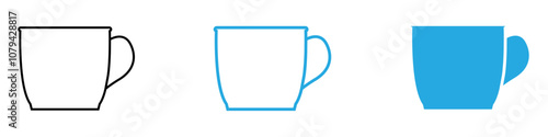 Mug Icon Set Vector illustration in black