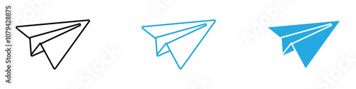 Paper Plane Icon Set Vector illustration in black