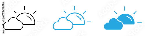 Partially Cloudy Icon Set Vector illustration in black