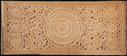 Natural jute braided area rug featuring intricate patterns for stylish floor covering eco friendly option photo