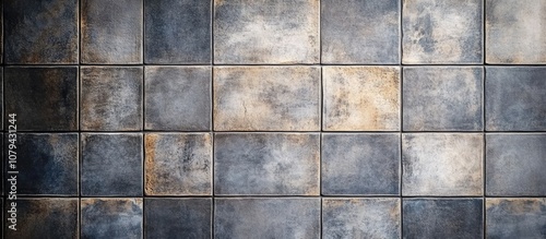 Rustic gray ceramic tile wall with a textured finish ideal for background use in home decor or design projects