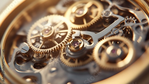 Intricate watch mechanism showcasing gears and craftsmanship.