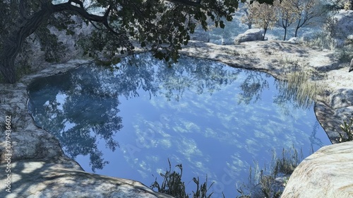 Tree Reflections in a Tranquil Pond, Nature Photography, Landscape, Reflections, Water