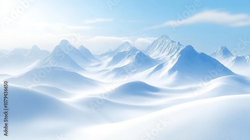 Snowy Mountain Range, Digital Art, Winter Landscape, mountains, snow, winter, landscape