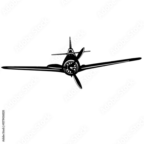 silhouette front view fighter plane in the sky