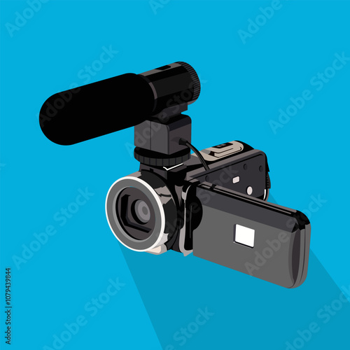 Digital camcorder isolated on blue background.vector illustration