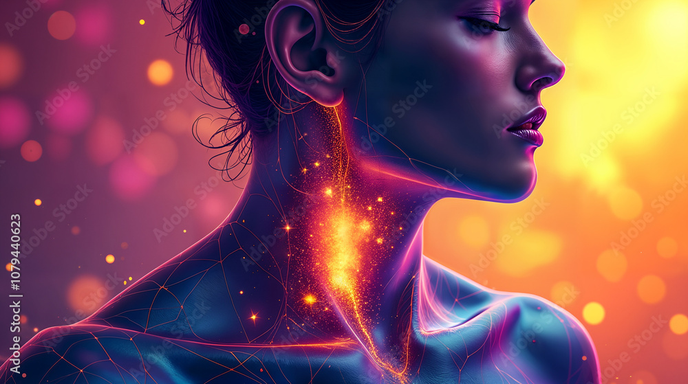 Abstract and Vibrant Artistic Representation of the Thyroid Gland Highlighting Energy and Vitality for an Elegant Health Brand Abstract and Vibrant Artistic Representation of the Thyroid Gland Highlighting Energy and Vitality for an Elegant Health Brand