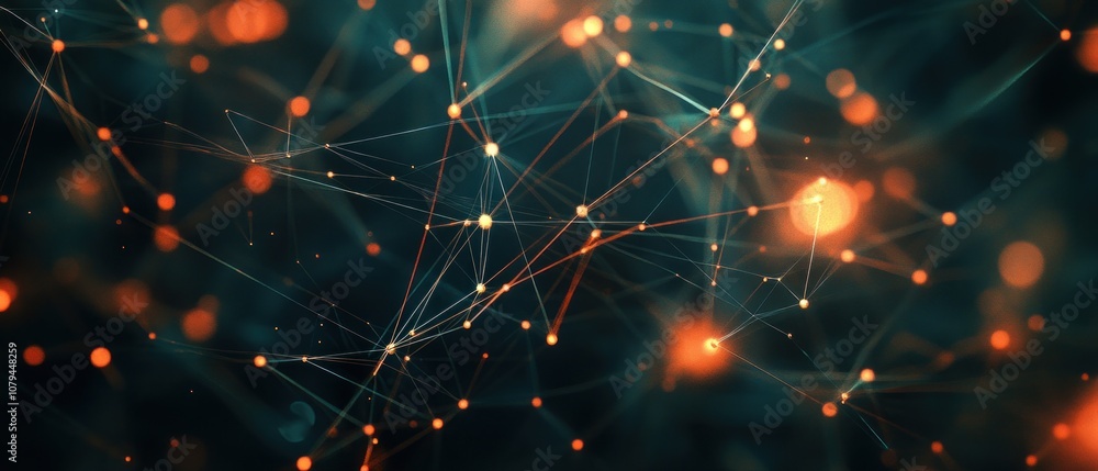 Obraz premium Abstract network of glowing connections and nodes.