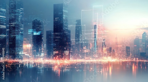 Wallpaper Mural Cityscape with Futuristic Technology Torontodigital.ca