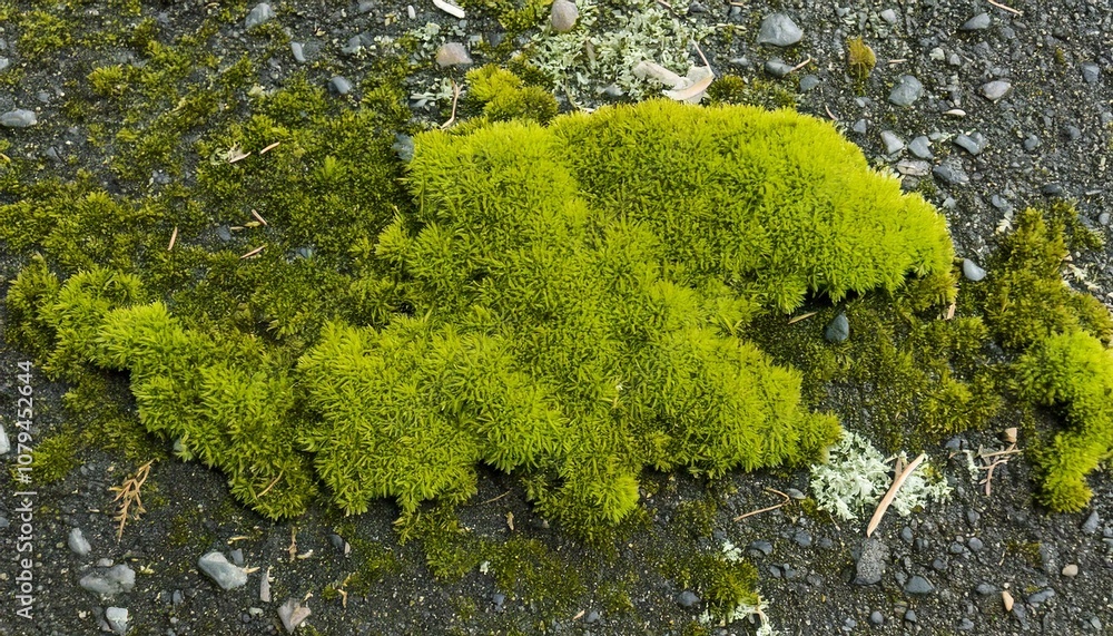 green moss on asphalt surface