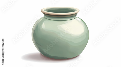 Yuan dynasty celadon jar isolated on white background. Celadon. Illustration