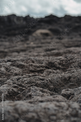 Solidified lava on the coast of the azores
