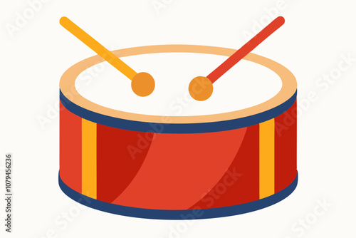 Drum and drum stick white background vector art illustration photo