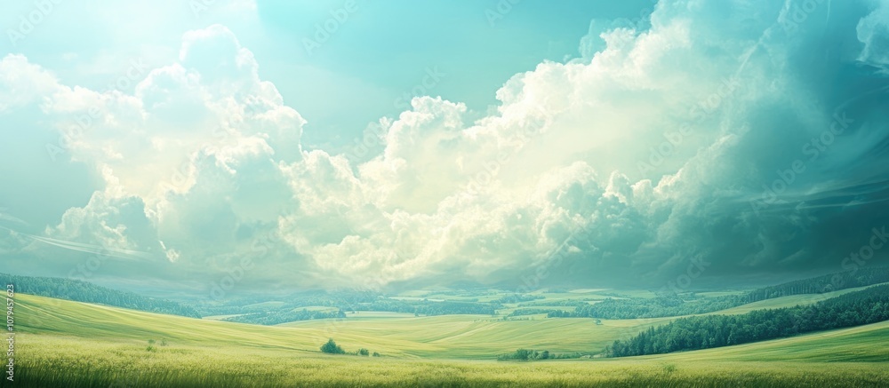 Surreal cloudscape over a rural landscape Digital photo manipulation with a painted effect Surreal cloudscape over a rural landscape Digital photo manipulation with a painted effect