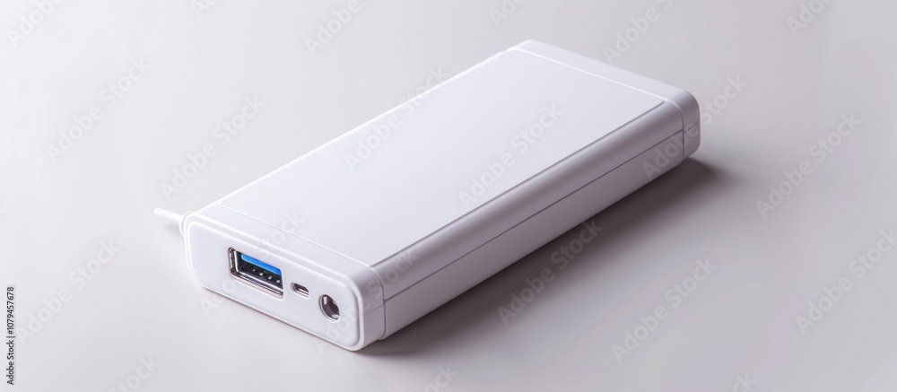 White Portable Charger on a White Background White Portable Charger on a White Background