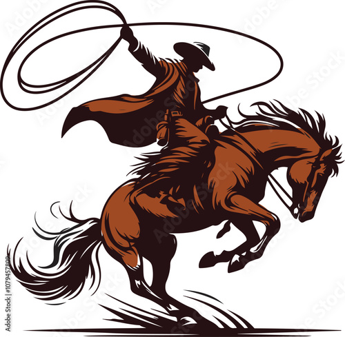 Bucking horse with the cowboy