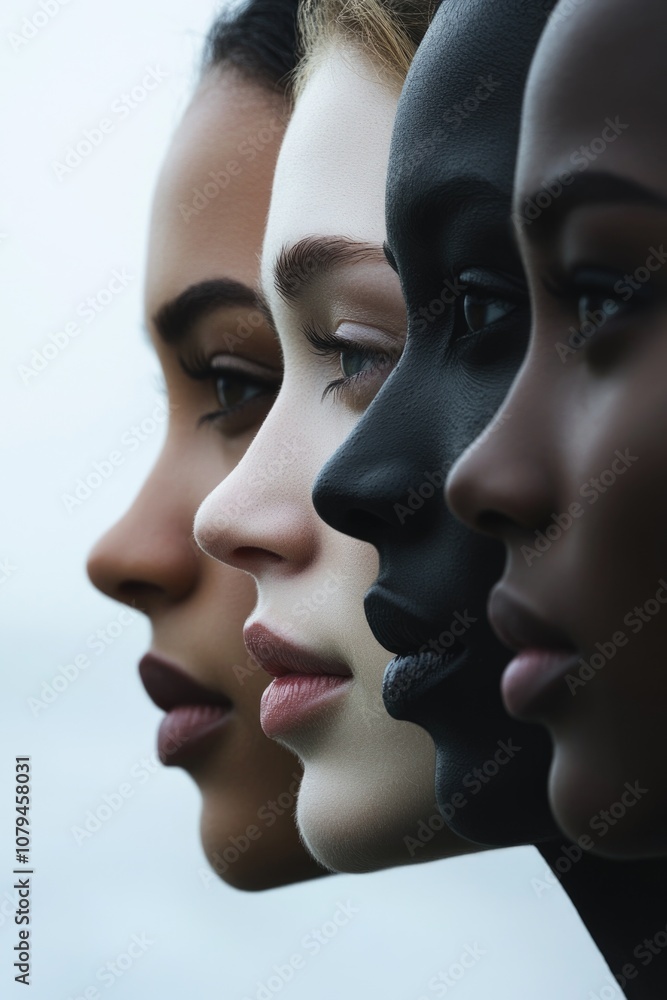 Cultural harmony: portrait representing people from multiple ethnicities, symbolizing beauty of diversity, connection between nationalities, highlighting shared human experience across cultures. Cultural harmony: portrait representing people from multiple ethnicities, symbolizing beauty of diversity, connection between nationalities, highlighting shared human experience across cultures.