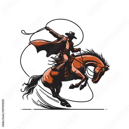Bucking horse with the cowboy