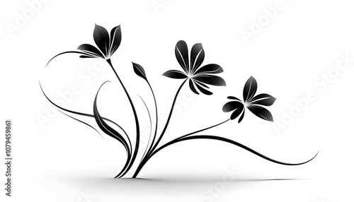 black flower on white, ideal for high-end decor and art pieces