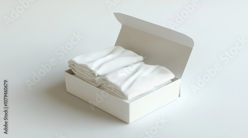 Open package of moist white wipes isolated on a white background