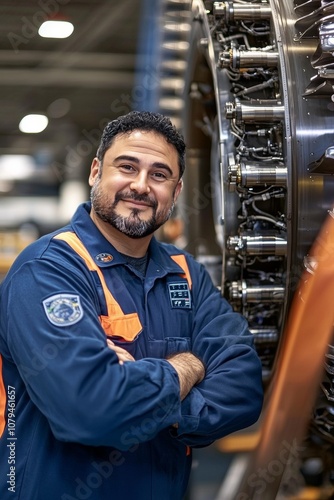 Portrait Of A Smiling Engineer In A Factory Setting, Industrial Manufacturing Concept.