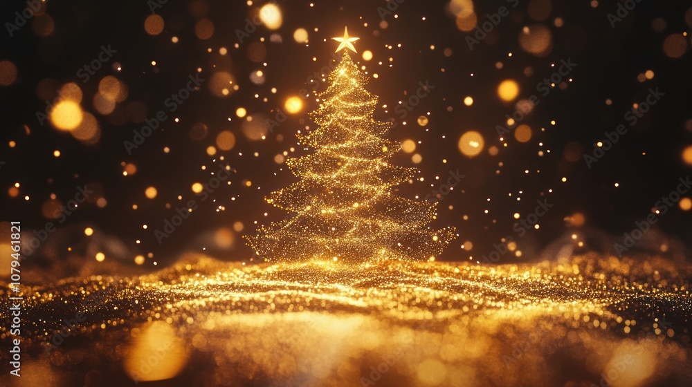Golden Christmas Tree with Star Golden Christmas Tree with Star