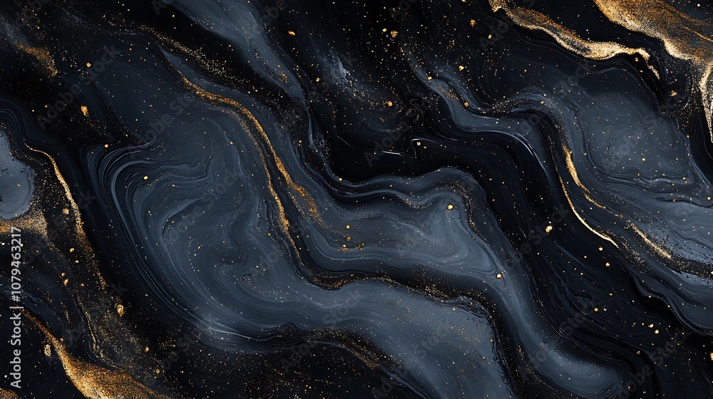 An abstract design featuring swirling dark colors with gold accents, ideal for backgrounds or artistic projects. An abstract design featuring swirling dark colors with gold accents, ideal for backgrounds or artistic projects.