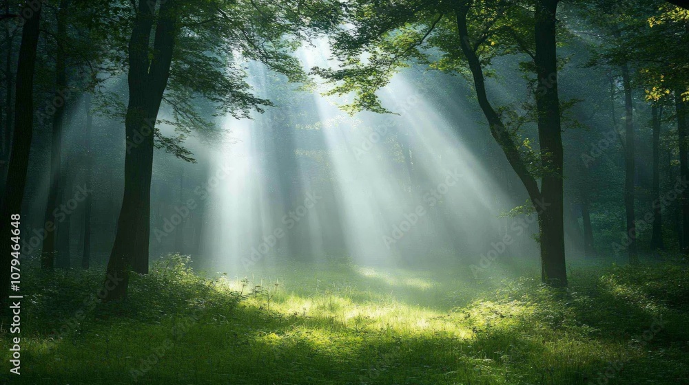Enchanted Morning in a Foggy Forest, soft beams of sunlight pierce through the mist, enveloping the trees in a serene and mystical ambiance, perfect for evoking tranquility. Enchanted Morning in a Foggy Forest, soft beams of sunlight pierce through the mist, enveloping the trees in a serene and mystical ambiance, perfect for evoking tranquility.
