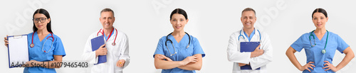 Set of many doctors on ligh...