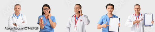 Set of many doctors on whit...
